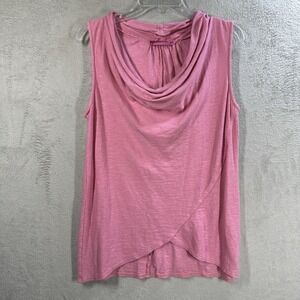 Cut Loose Linen Blend tunic Blouse Size S Pink Sleeveless Beachy Resortwear